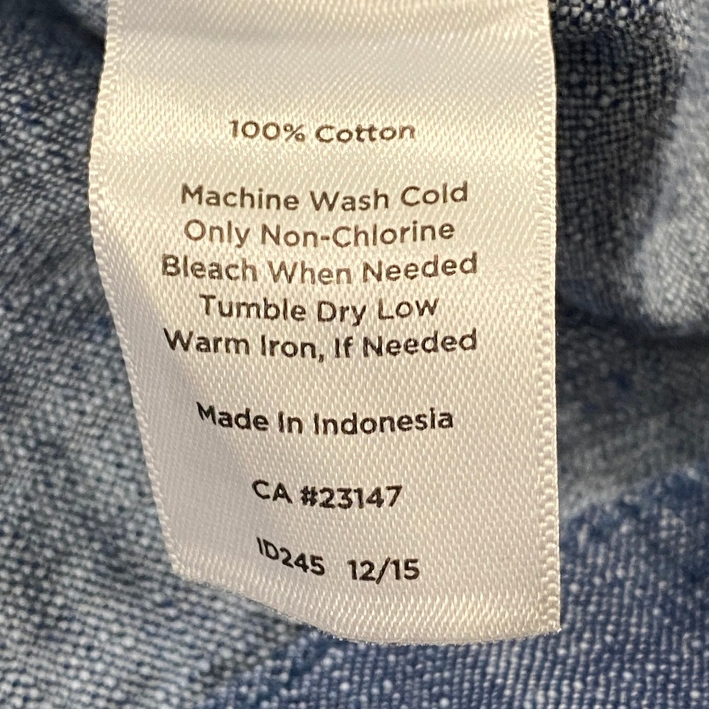 Talbots Utility Vest Womens L Blue Chambray Cotton Mock Neck Cargo Pockets - Picture 5 of 8